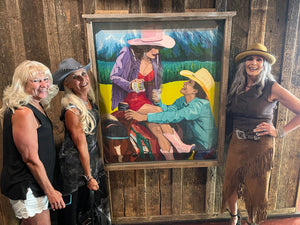 Deb Penk with friends at a gallery gathering