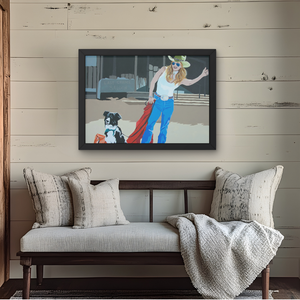 Original artwork by Deb Penk displayed in a western interior